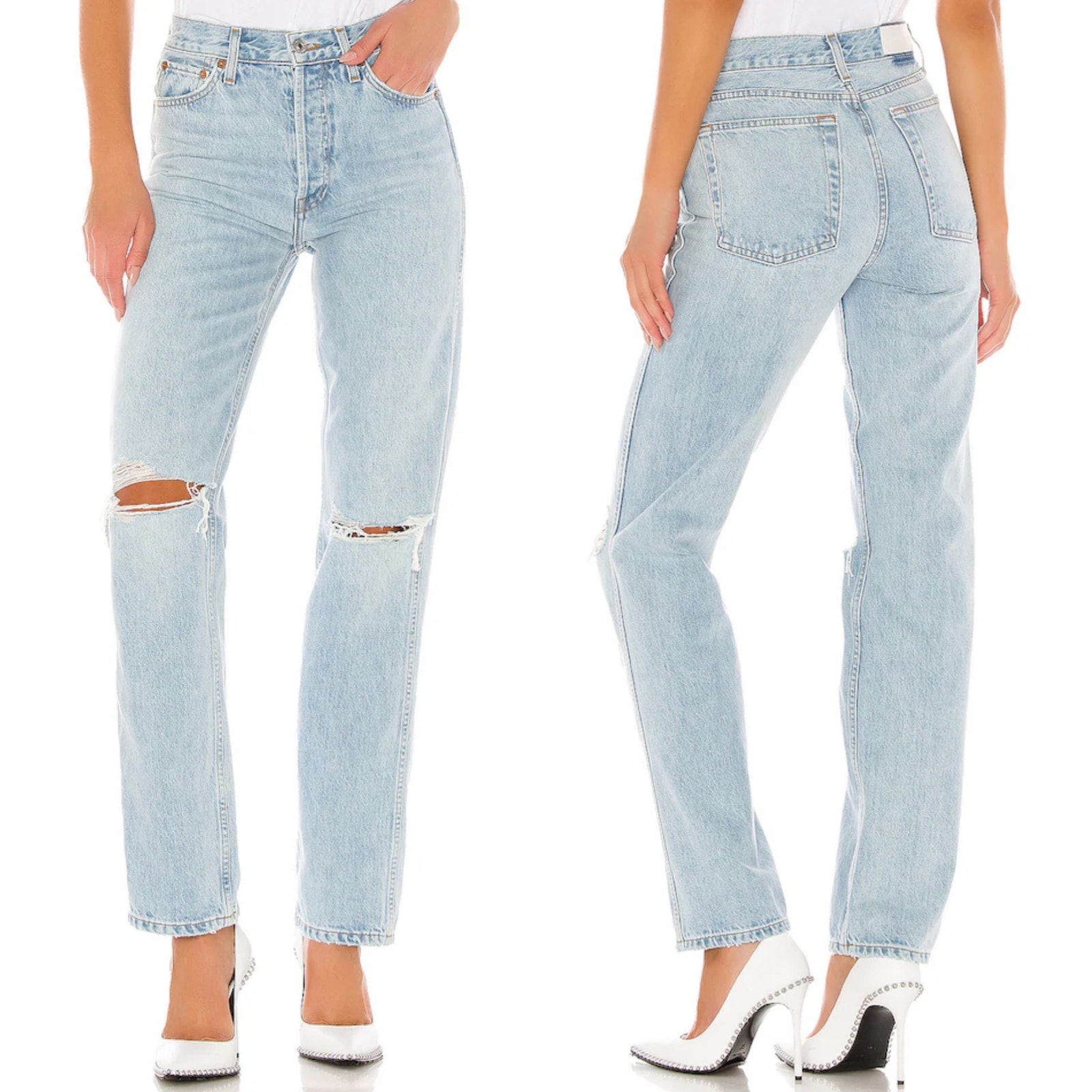 Re/Done High Rise Loose Jeans Women’s 26 Bleach Destroy Distressed Denim